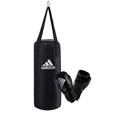 adidas Unisex Jugend Junior Boxset, schwarz, Boxhandschuhe: 6 oz/Boxsack: 43 x 19 cm-6 kg