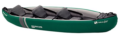 Sevylor Adventure Plus Kanu; aufblasbares Kanu für 2 Personen + 1 Kind, Faltkajak mit robuster Polyester Außenhülle, hohe Stabilität auf dem Wasser