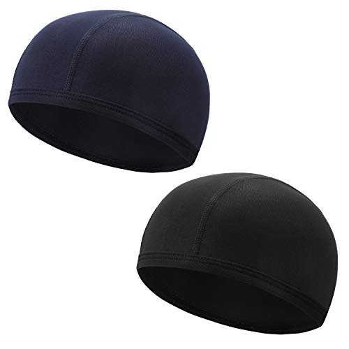 QKURT Fahrrad Skull Cap, 2pcs Atmungsaktiv Sommer Unter Helm Hut Perfekt für Laufhut, Skull Cap oder Sportbeanie Motorrad