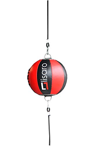 Lisaro Boxen Doppelendball, Boxbirne, Punchingball Schlagbirne echtes Leder, Speed Ball mit 2 Gummibänder.