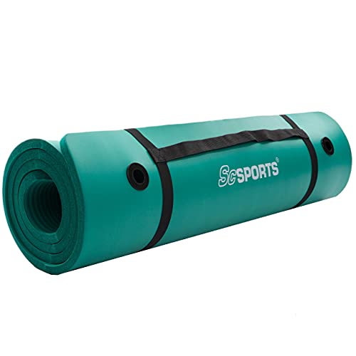 ScSPORTS® Gymnastikmatte, Yoga Matte rutschfest, mit Schultergurt, extra groß und dick, 185 cm x 80 cm x 1,5 cm, grün