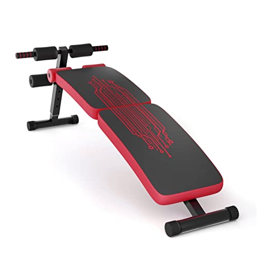 GYMAX Sit Up Bank, klappbarer & 4-fach verstellbarer Bauchtrainer für Bauchtraining & Ganzkörpertraining, bis 200 kg belastbar, multifunktionale Trainingsbank für Zuhause (Rot)