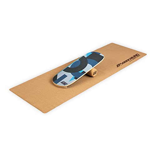 BoarderKING Indoorboard - Balance Board für Indoor-Surfen und Skaten, Gleichgewichtsboard für NeuroMuscular Response Training, inkl. Schutzmatte, 100 mm x 40 cm (Ø x L), Kreise