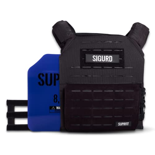 SUPRFIT - Sigurd 3D Gewichtsweste mit 2 x 4 kg für Calisthenics, Krafttraining & Crossfit - Verstellbare Weight Vest für bis zu 17 kg - Unisex Trainingsweste mit Gewichten - Weighted Vest Schwarz