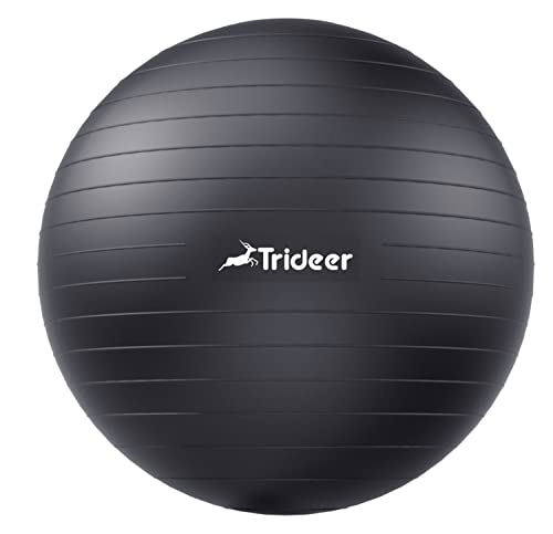 Trideer Dicker Gymnastikball, Anti-Burst Pilates Ball, 45-85 cm sitzball büro，für Balance, Yoga als Fitness Kleingeräte und Balance Stuhl im Gym-Home-Büro (L (58-65cm), Schwarz)