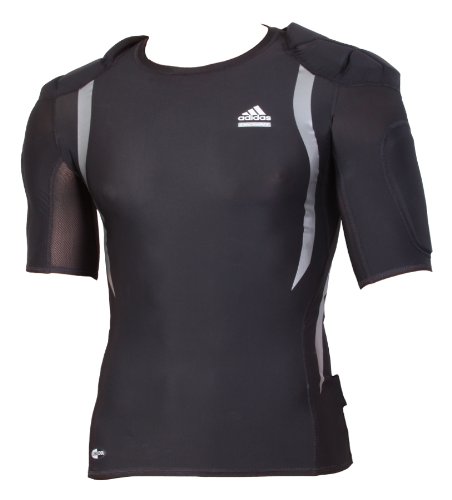 Adidas Techfit Powerweb Padded Top Herren Rugby Shirts Schulterschutz American Football Kompressionsshirts TF PW Männer schwarz 50 M