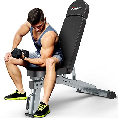 JOROTO Premium Hantelbank | Praktische Fitnessbank, geeignet als Schrägbank & Flachbank Bankdrücken Bank für Ganzkörpertraining | MD80