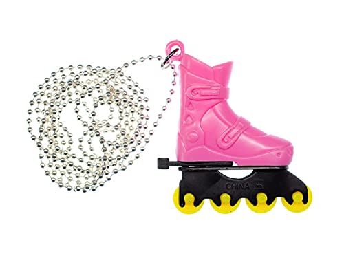 Miniblings Rollerskates Rollschuhe Inlineskates Kette Halskette Skates 80cm pink - Handmade Modeschmuck - Kugelkette versilbert
