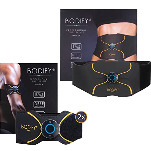 Bodify® 3in1 EMS Trainingsset Pro - Gezielte Stimulation der Muskulatur! - Ganzkörper Muskelaufbau - Stimulationsgerät Bauch Arm Bein Muskeln - Muskeltrainer für Männer und Frauen DAS ORIGINAL