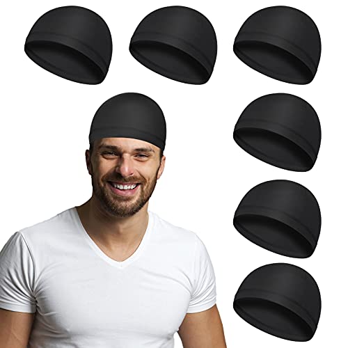 Aster 6 Stück Skull Cap Schädelkappe sommermütze Herren und Damen Hut Under Armour Cap Totenkopfmütze Laufmütze Schweißmütze Milchseide Fahrradhelm gefüttert schwarz Schlafmütze