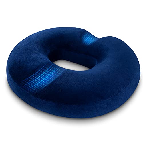 LITSPOT Donut Kissen Orthopädisches Sitzkissen, Hämorrhoiden Sitzring Wirkt Schmerzreduzierend, auch zur Steißbein-Entlastung für Auto, Sofa, Büro & Rollstuhl, Blau