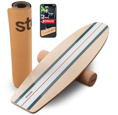 STAASH® Pro Balance Board inkl. Schutzmatte & Rolle + VIDEOKURS - Gleichgewichtstrainer für Indoor-Surfen und skaten