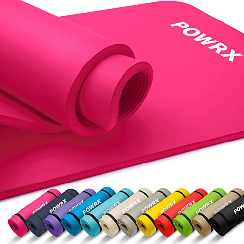POWRX Gymnastikmatte I Yoga-Matte (Pink, 190 x 60 x 1.5 cm) inkl. Trageband + Tasche + GRATIS Übungsposter I Hautfreundliche Sportmatte Fitnessmatte rutschfest Phthalatfrei