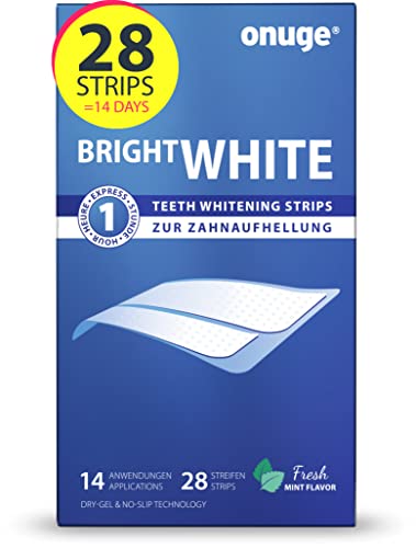 Onuge Bright White Teeth Whitening Strips – Bleaching-Strips zur Zahnaufhellung – Ohne Peroxid – 28 Streifen für 14 Tage