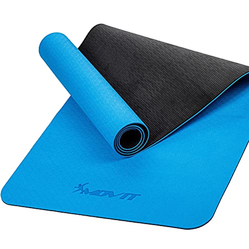 MOVIT Gymnastikmatte, Yogamatte, hautfreundlich und rutschfest, 190 x 60cm, Stärke 0,6cm, Hell-blau