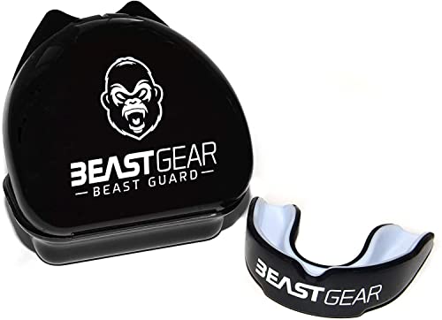 Beast Gear Mundschutz / Zahnschutz - Für Boxen, MMA, Rugby, Kickboxen, Judo, Karate, Hockey & Kampfsport. Sportmundschutz mit Praktischer Aufbewahrungsbox. Schützt Zähne, Zahnfleisch & Kiefer.
