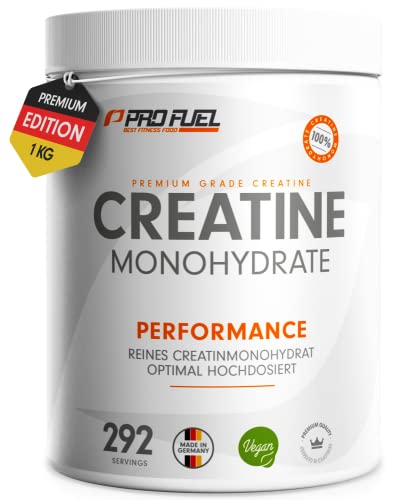 Creatin Monohydrat Pulver 1kg / 1000g reines Creatine Monohydrate - optimal hochdosiert - laborgeprüft - 100% vegan