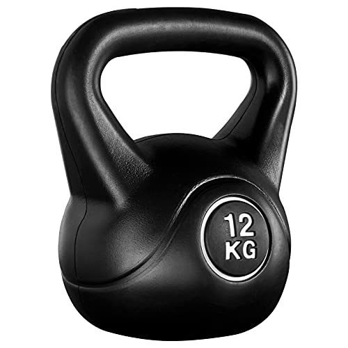 Yaheetech Kettlebel 12kg für Krafttraining Fitness Gymnastik, Kugelhantel Schwunghantel Kugelgewicht, schwarz