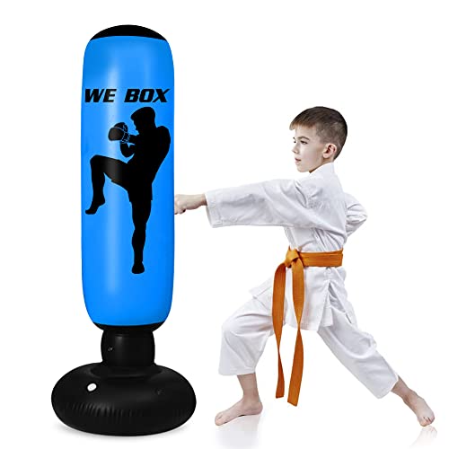 Boxsack Kinder ab 4 Jahre/6 Jahre -160CM Standboxsack für Sofortiges Zurückprallen zum Üben von Karate, Taekwondon, Erwachsene Kinder Dekompression Sandsäcke