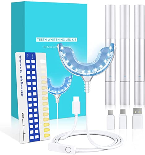 Zähne Bleaching Set für Zahnaufhellung - Teeth Whitening kit All in One Bundle mit 24 LED Licht zu Schnelle Zahnaufhellung