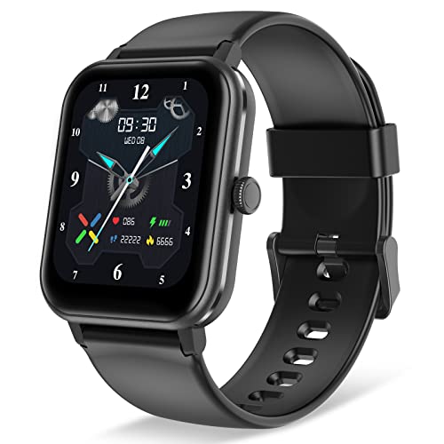 Blackview Smartwatch für Damen Herren, R3max 1,69' großer HD Touch-Farbbildschirm Fitnessuhr, Temperaturmessung/Überwachung von SpO2/Pulsuhr/ Fitness Tracker, Sportuhr für Android IOS（Schwarz）