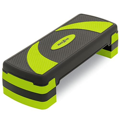 MAXXIVA Stepper Aerobic-Fitness-Steppbrett grün schwarz 80x30,5 cm höhenverstellbar 10-15-20 cm Hometrainer Fitnesstraining Workout