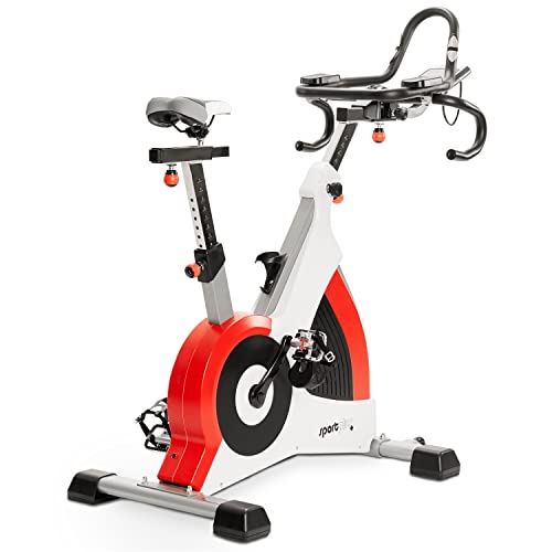 SportPlus Speedracer, Indoor Cycling Bike in Studioqualität, 50 Widerstandsstufen, Triathlonlenker & Rennsattel, Bis 500 Watt, Benutzergewicht bis 150 kg, SP-SRP-3000