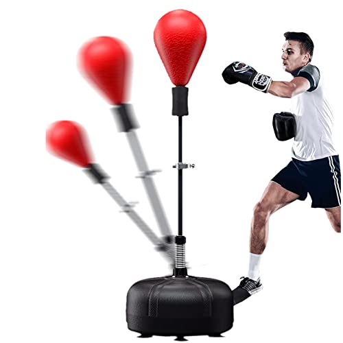 luckeu Punchingball, Independent Boxing Ball Speed Punch mit Große Kapazitätsbasis, Höhenverstellbar 120-160cm,Schwarz&Rot