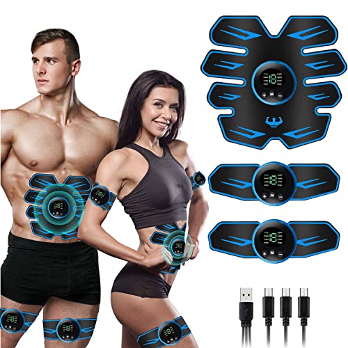 EMS Bauchmuskeltrainer,EMS Elektrische Muskelstimulation,USB Wiederaufladbar Muskelstimulator bauchtrainermit 8 Modi & 18 Intensitäten,LCD Bildschirm muskelstimulator,leicht zu tragen