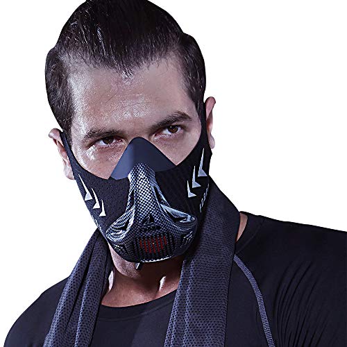 FDBRO Trainingsmaske Workout Maske- - High-Altitude-Endurance-Maske erhöht die Kraft, Laufwiderstand Sportmaske mit Tragetasche (Kohlefaser, L)