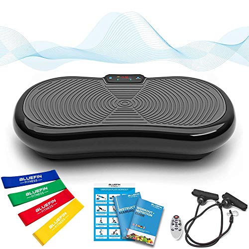 Bluefin Fitness Ultra Slim Power Vibrationsplatte | Fett verlieren und Fitnesstraining von Zuause | 5 Trainingsprogramme + 180 Stufen | Bluetooth Lautsprecher | Einfache Aufbewahrung