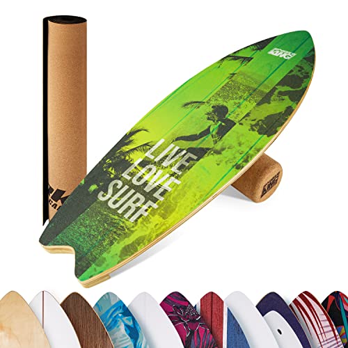 BoarderKING Indoorboard Wave - Balance Board für Indoor-Surfen und Skaten, Gleichgewichtsboard für NeuroMuscular Response Training, inkl. Schutzmatte, grün