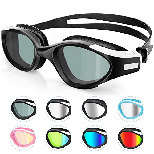 Schwimmbrille Taucherbrille mit Etui AF-1800m Antibeschlag UV-Schutz weiß-blau 