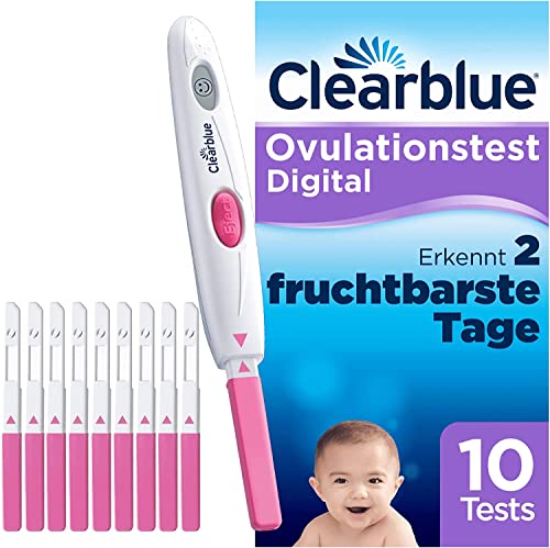 Clearblue Kinderwunsch Ovulationstest Kit Digital, 10 Tests + 1 digitale Testhalterung, Fruchtbarkeitstest für Frauen / Eisprung, nachweislich schneller schwanger werden
