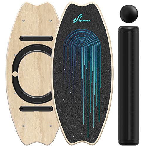 Balance Board Holz, Sportneer Indoorboard Skateboard, Indoor Surfboard Trickboard und Gleichgewichtsboard für Kinder und Erwachsene