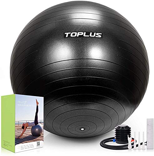 TOPLUS Gymnastikball Sitzball Extra Dicker Yoga-Ball-Stuhl, Anti-Berst-Stabilitätsball für hohe Beanspruchung, Balance Ball mit Schnellpumpe-Gras-Schwarz&65cm