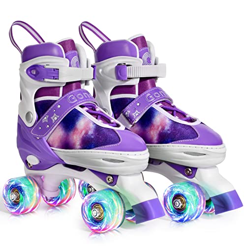 Gonex Verstellbar Rollschuhe, Leuchtenden Rädern Roller Skates für Mädchen Jungen Kinder Erwachsene (S (31-34) EU, Sternenhimmel)