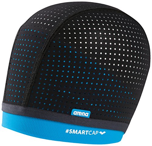 arena Unisex Badekappe Smartcap (Atmungsaktiv, Für Wassergymnastik, Haarband, Perfekt für lange Haare), Black-Turquoise (100), M/40