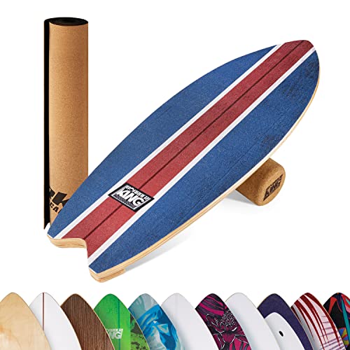 BoarderKING Indoorboard Wave - Balance Board für Indoor-Surfen und Skaten, Gleichgewichtsboard für NeuroMuscular Response Training, inkl. Schutzmatte, blau