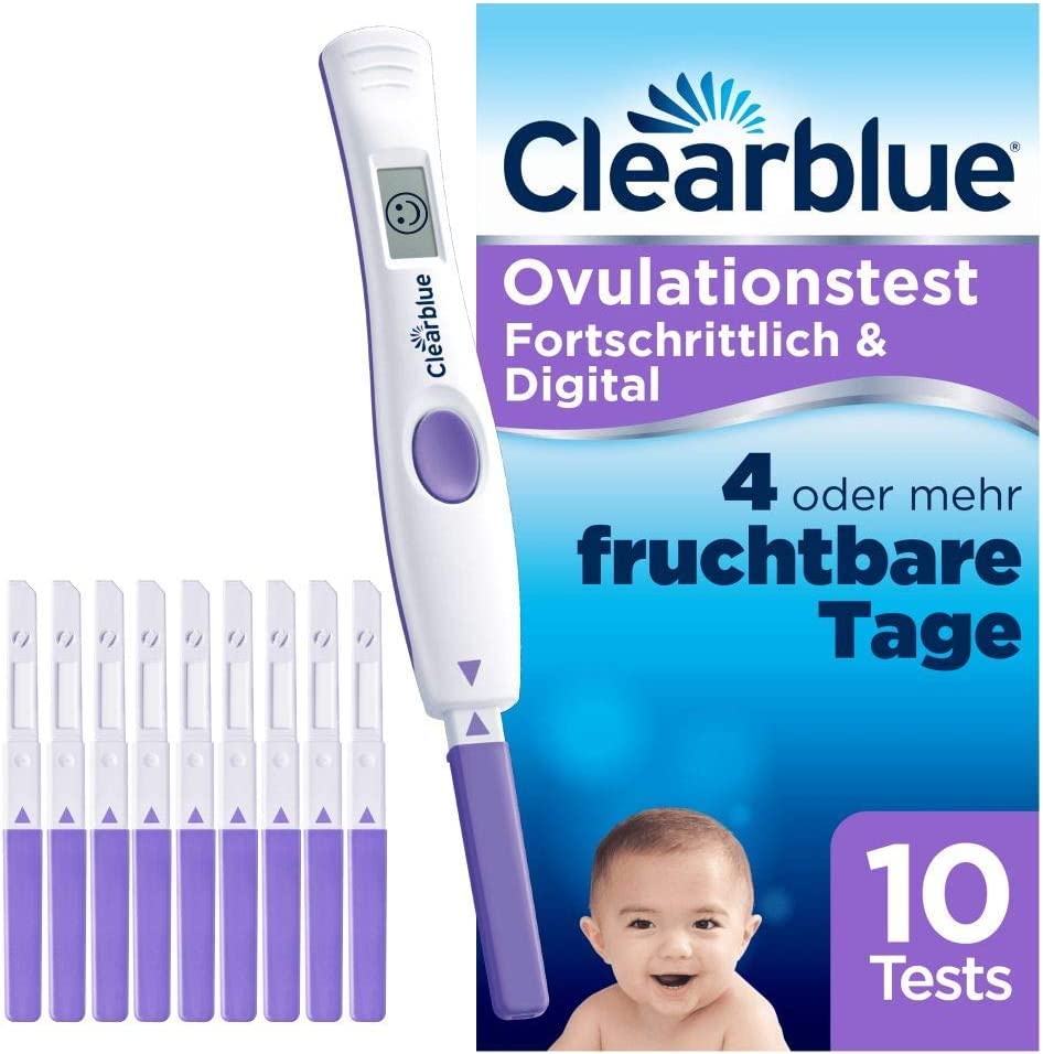 Clearblue Kinderwunsch Ovulationstest-Kit Fortschrittlich & Digital. Nachweislich doppelte Chancen, schwanger zu werden, 1 digitale Testhalterung und 10 Tests
